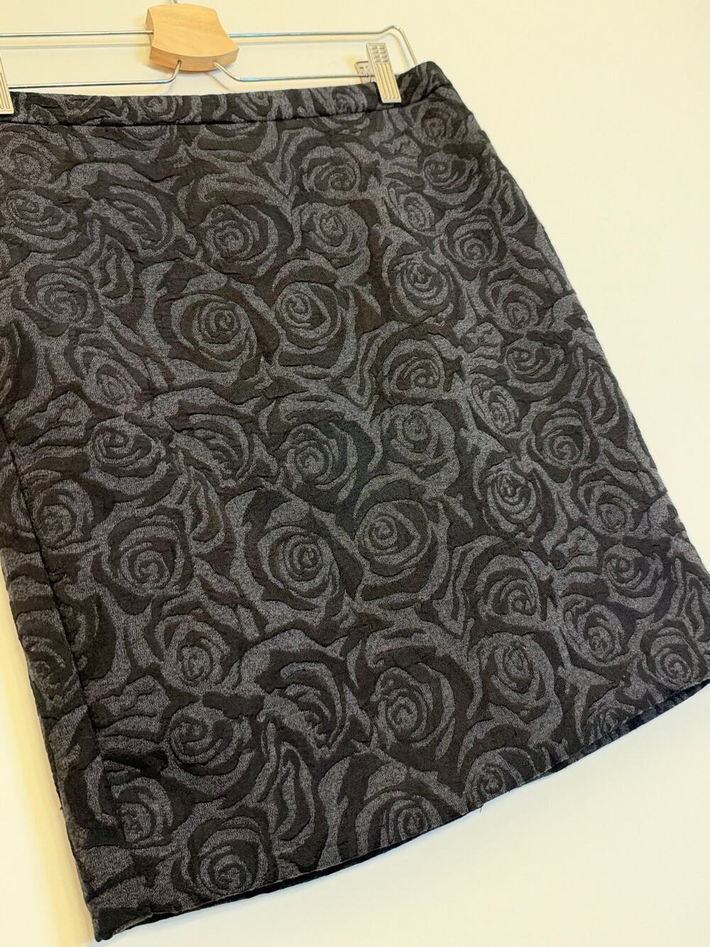 Loft Petites Gray Rose Jacquard Pencil Skirt 4P